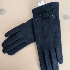New Elegant Black cotton & acrylic Gloves w small black pearl like  decorations